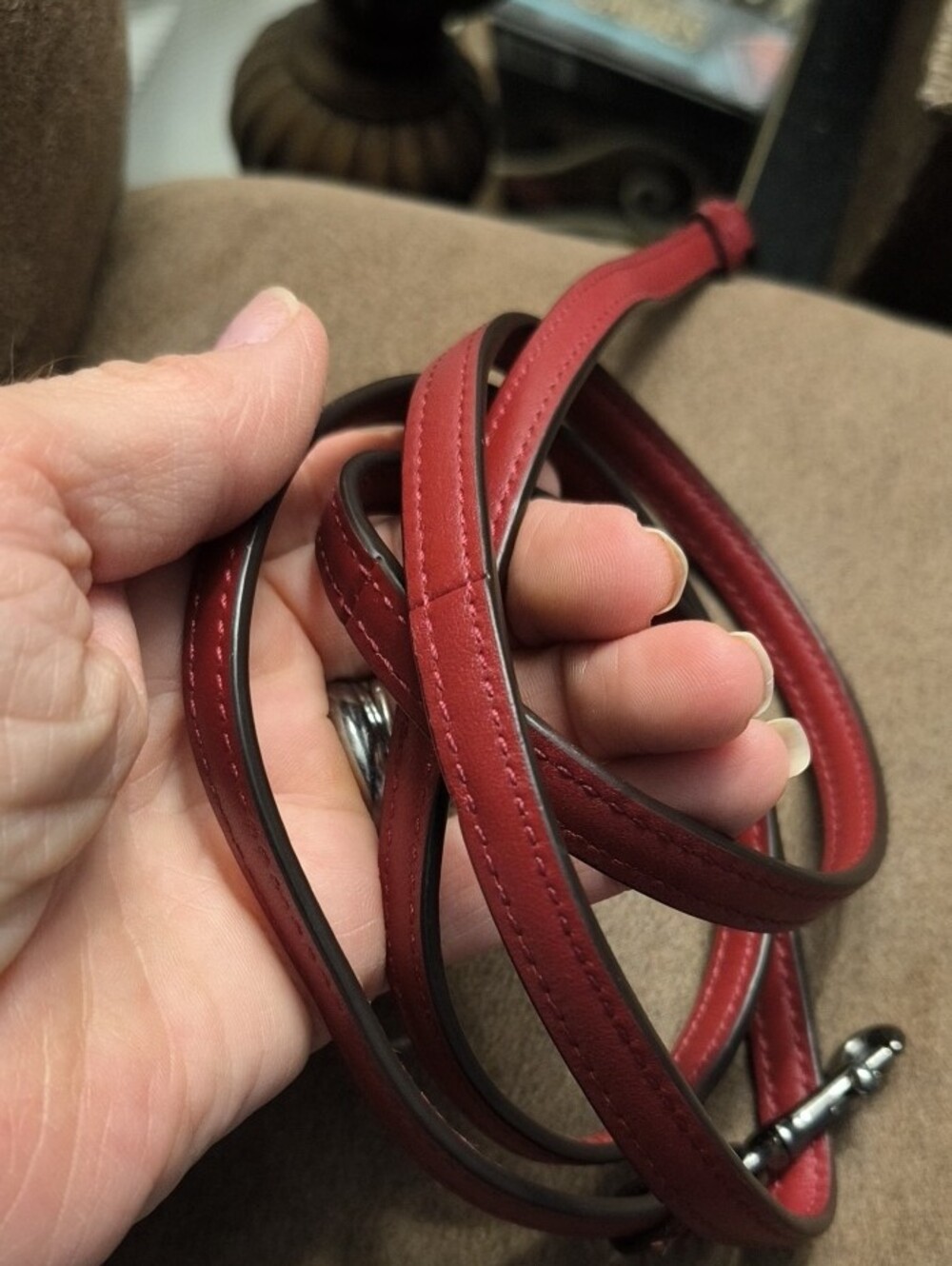 Coach Tag And Crossbody Strap ❤️ Dark Cherry And Gun Metal - Picture 2 of 11